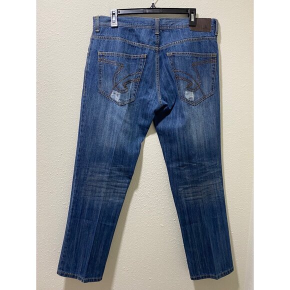 Carbon Black Distressed Jeans Mens 34x30 Blue Ripped Destroyed Denim 100% Cotton - Picture 8 of 15